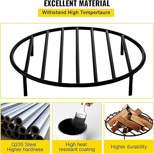 Miniatura 3 de VEVOR Rejilla para hoguera, rejilla redonda de leña de hierro resistente, rejilla redonda de madera para hogueras de 22 pulgadas, rejilla de hoguera