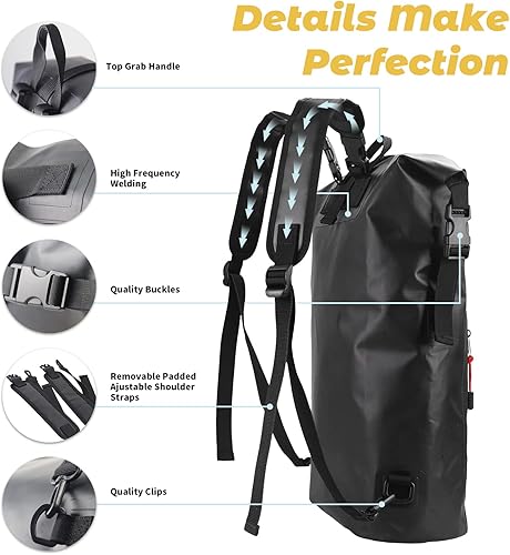 Miniatura 4 de Mochila impermeable flotante de PVC con cierre superior de 25 litros para kayak, navegación, surf, campamento, senderismo, 25L, Almacenamiento