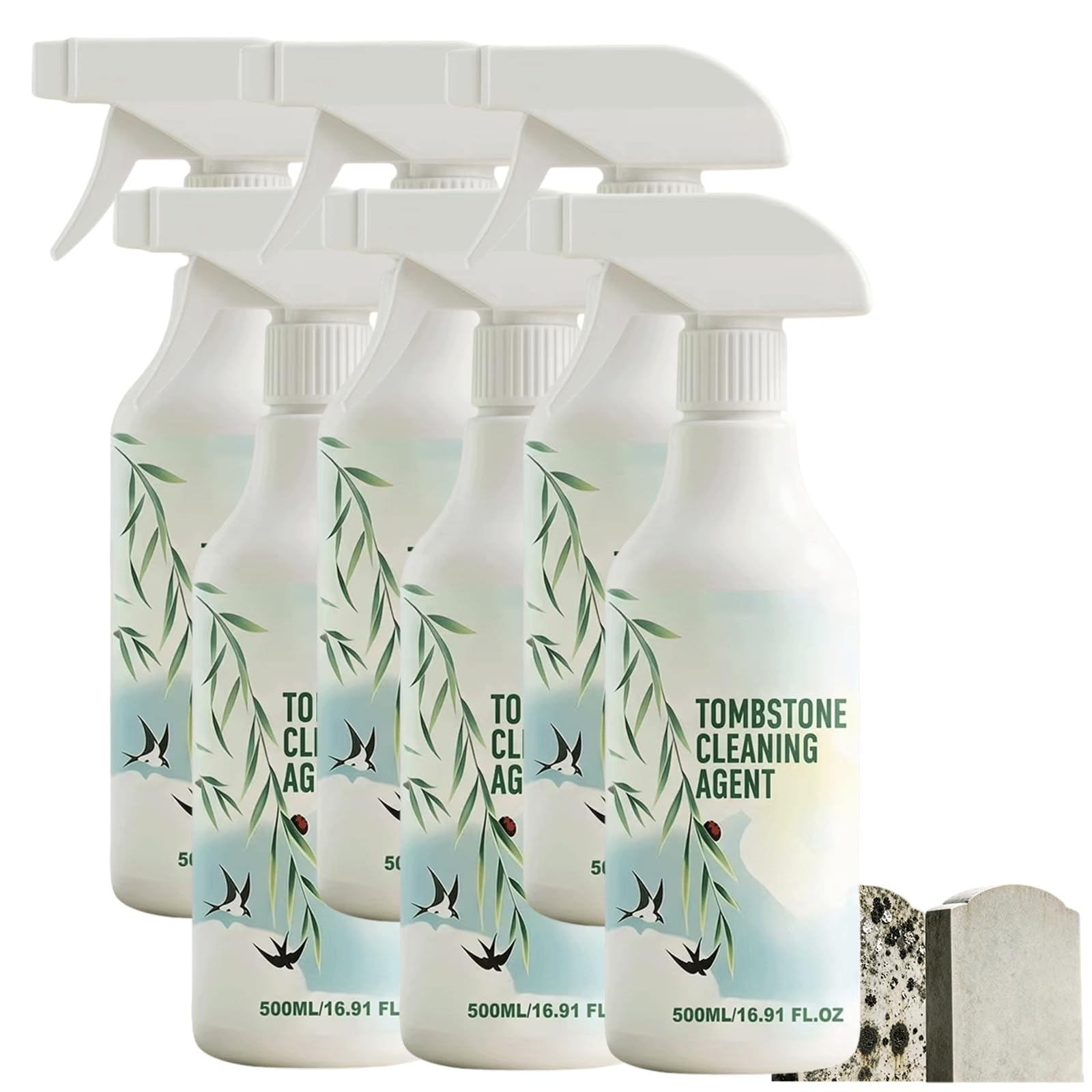 Spray de limpieza seguro y no abrasivo para lápidas y monumentos, elimina el musgo duro, la suciedad y las manchas de agua al instante, sin daños, restaura el brillo y forma una película protectora