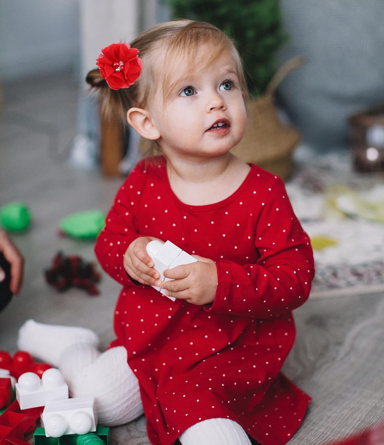 inSowni 2" Alligator Hair Clips Barrettes Chiffon Flower Bow with Rhinestone Pearl for Baby Girl Toddlers - Image 4