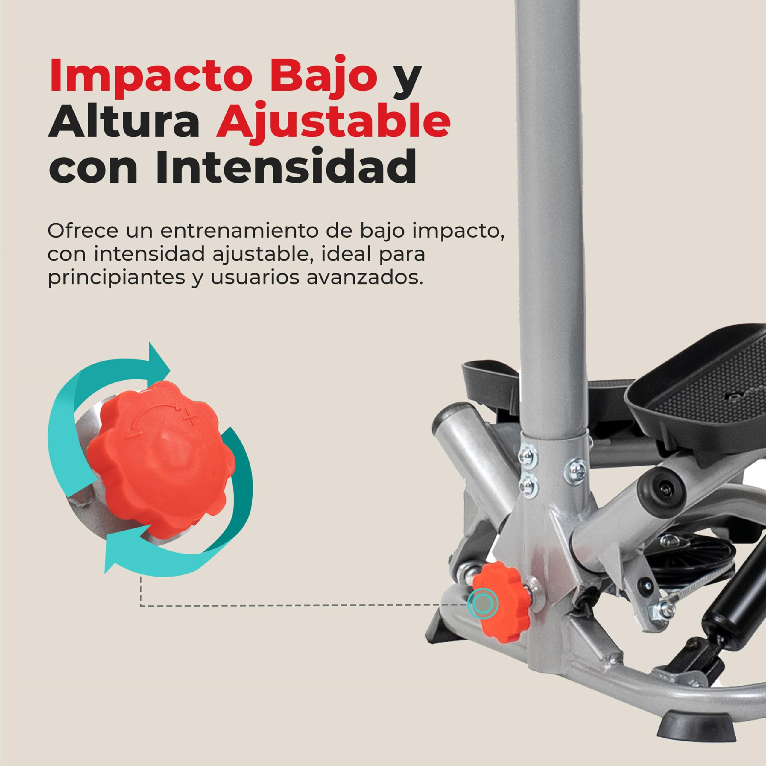 Sunny Health & Fitness Stepper con Manillar para Entrenamiento Cardio Casa | Adjustable Handlebar, Dual Hydraulics, 115-180 kg Capacidad, Cardio en Casa, App SunnyFit, Sensores de Pulso