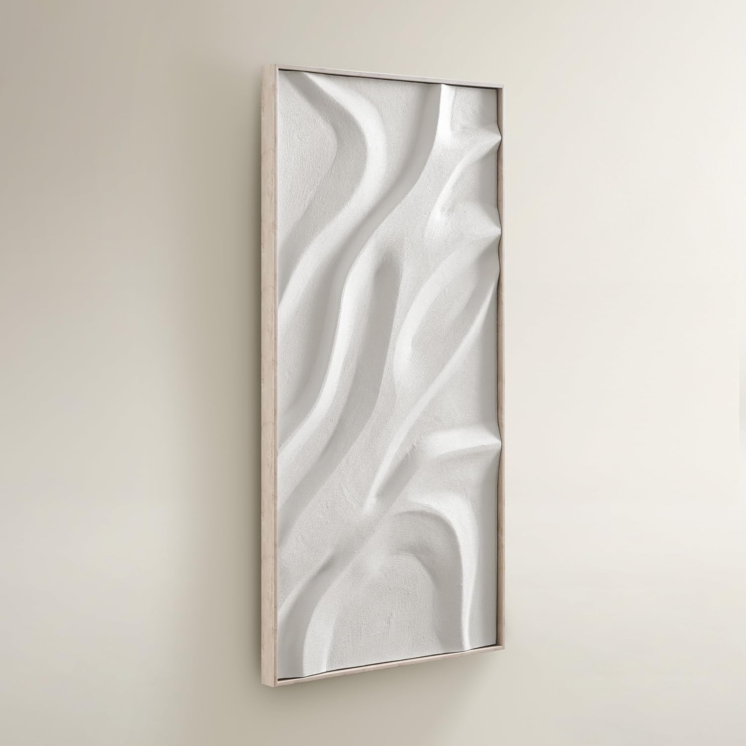 Z Gallerie Au Lait Painting Textured Wave Wall Art Ivory White Neutral Tone