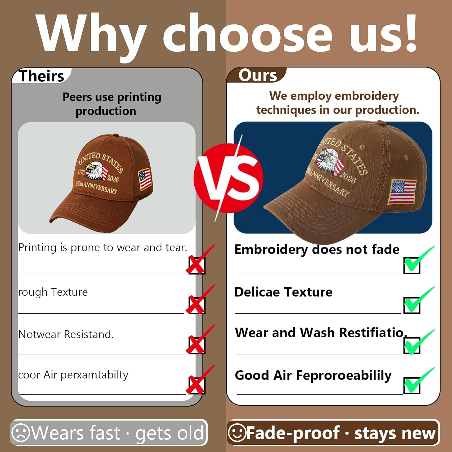 250th Anniversary USA Hat for Man United States America 250 Anniversary Hat 1776-2026 Year Patriot Baseball Caps - Image 5