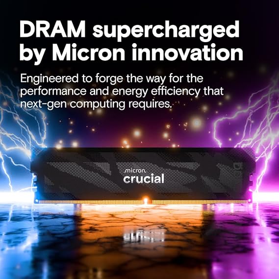 Crucial Pro DDR5 RAM 32GB Kit (2x16GB), 6400MHz CL32, Overclocking Desktop Gaming Memory, Intel XMP 3.0 & AMD Expo Compatible, Black - CP2K16G64C32U5B