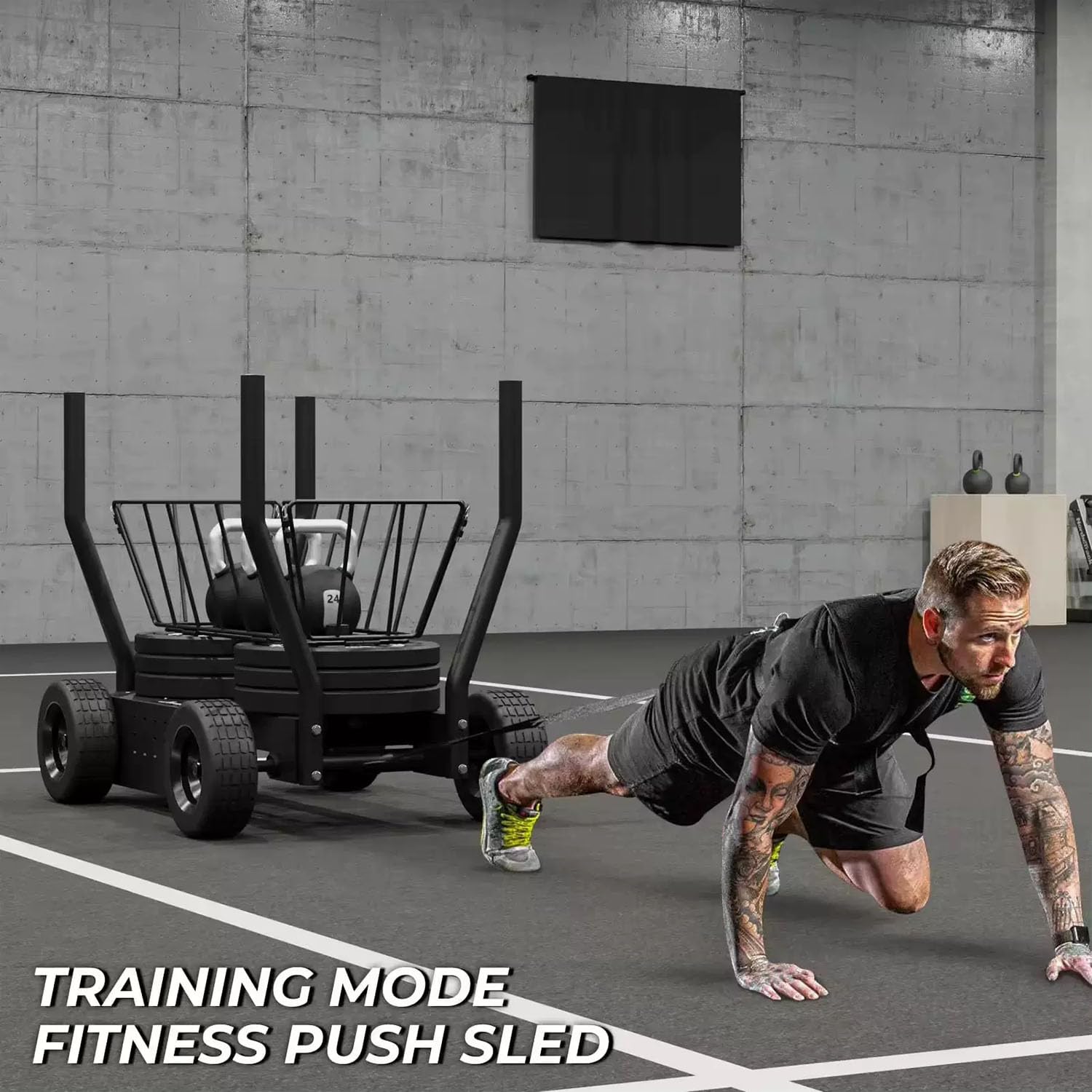 Trineo de tracción para entrenamiento de pesas, trineo de resistencia magnética con ajuste de resistencia de 8 engranajes, equipo de fitness de acero para entrenamiento de fuerza y velocidad