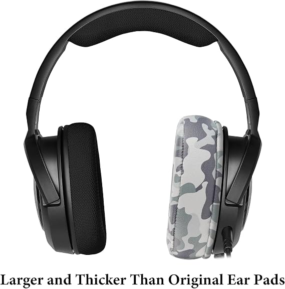 Geekria QuickFit Extra Thick Replacement Ear Pads Compatible with Corsair HS35, HS40, HS45 Headphones, Ear Cushions (Camo)