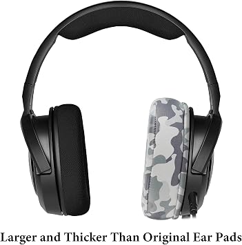 Geekria QuickFit Extra Thick Replacement Ear Pads Compatible with Corsair HS35, HS40, HS45 Headphones, Ear Cushions (Camo)
