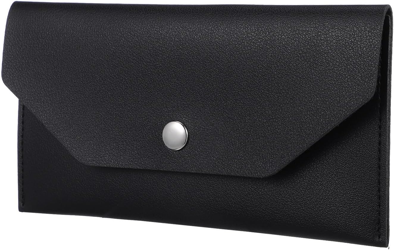 ARTIBETTER Black PU Leather Cash Envelope Wallet Clutch for Shopping Travel