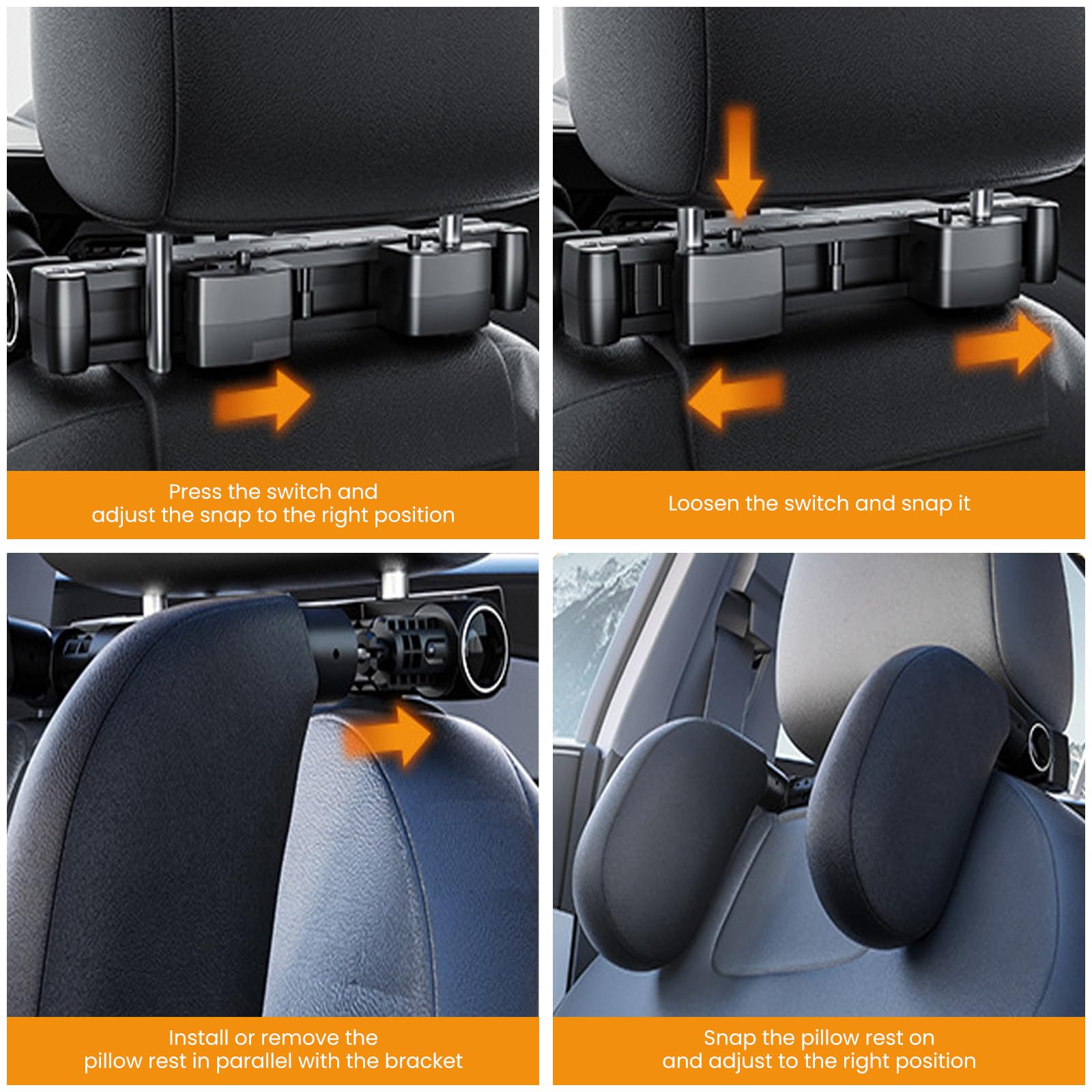 Repose Tete Voiture, Appuie Tete Voiture Rétractable et Détachable Réglable à 360° Oreiller Voiture Appui Tête Réglable 140-280mm Oreiller Voiture pour Enfants Adultes Voyage Appui-Tête