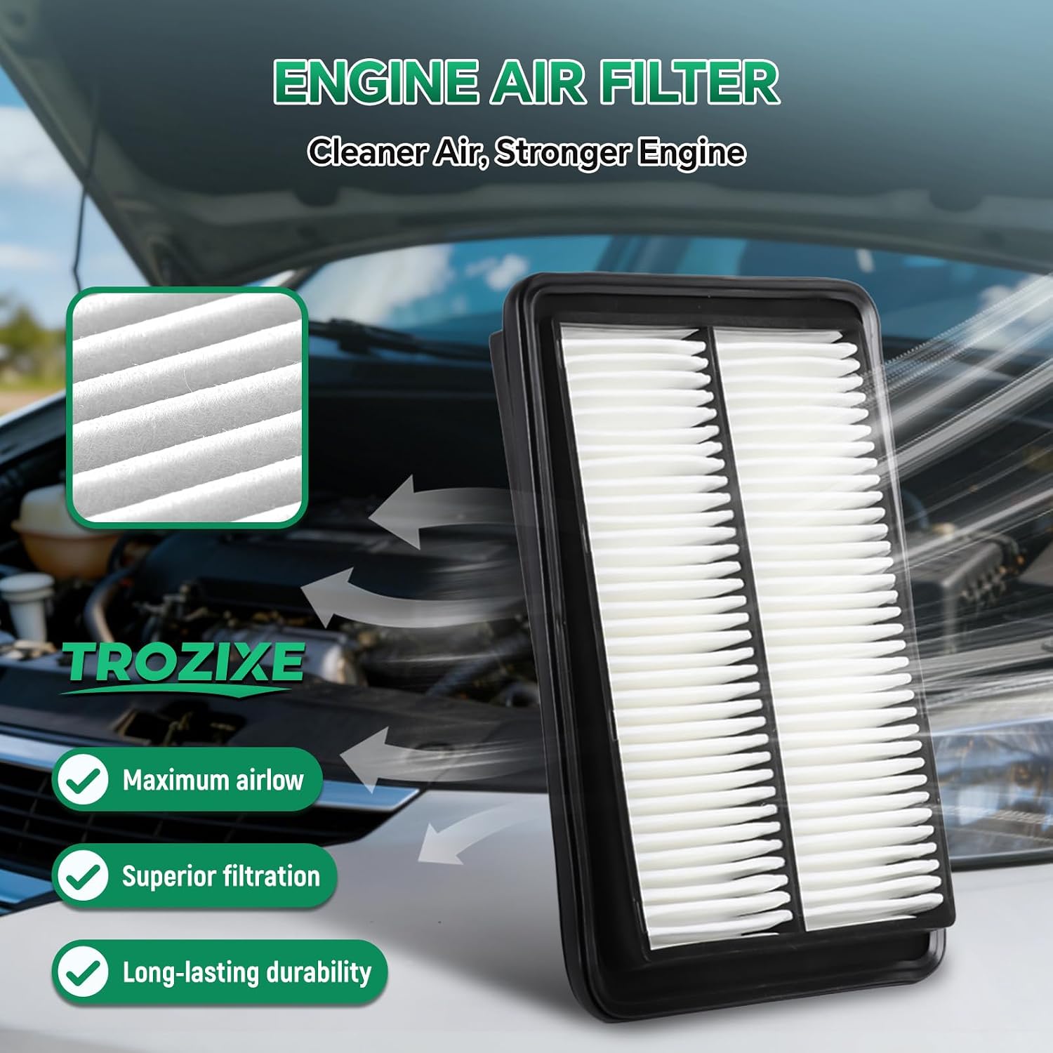 2PCS Engine Cabin Air Filter Set for 2017-2022 ROGUE SPORT, 2014-2020 ROGUE, 2017-2023 QASHQAI, Replacement for CF11854 CA11858