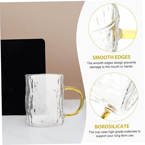 Miniatura 4 de Delicada taza de borosilicato con mango resistente al calor para uso doméstico y oficina, fácil de limpiar, resistente al desgaste, accesorio de té