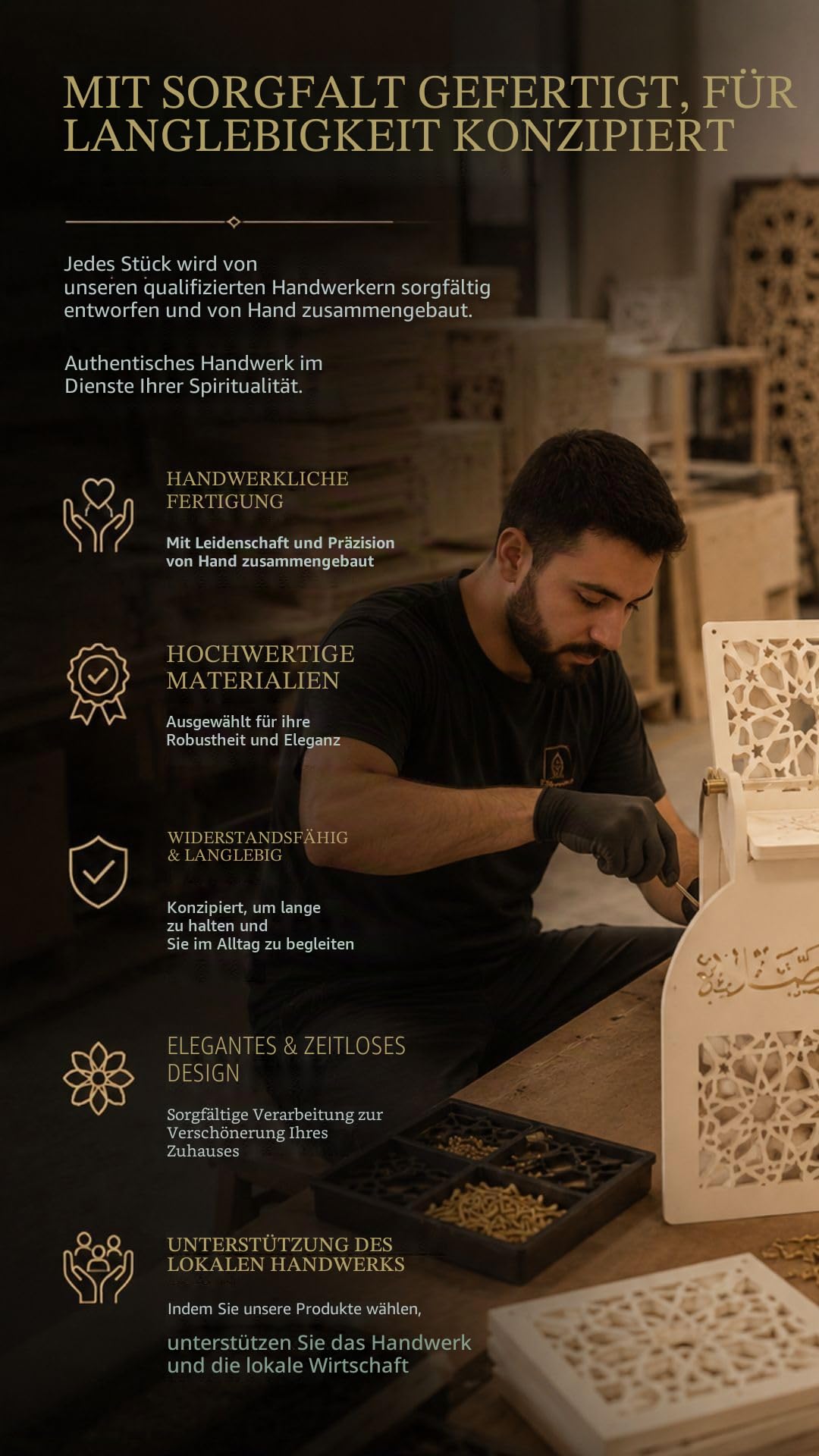 Muslimische Gebetsteppich, Koran, Islamisches Buch und Rosenkranz - Doppelte Aufbewahrung für Tesbih und Islamisches Zubehör (ANTIC 2.0)