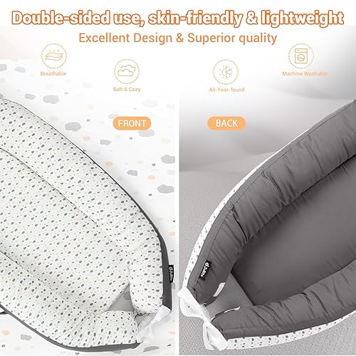 Miniatura 3 de JOLLITO Tumbona para bebés niñas y niños, funda para tumbona infantil, artículos esenciales para recién nacidos de 0 a 12 meses, tapete de juego