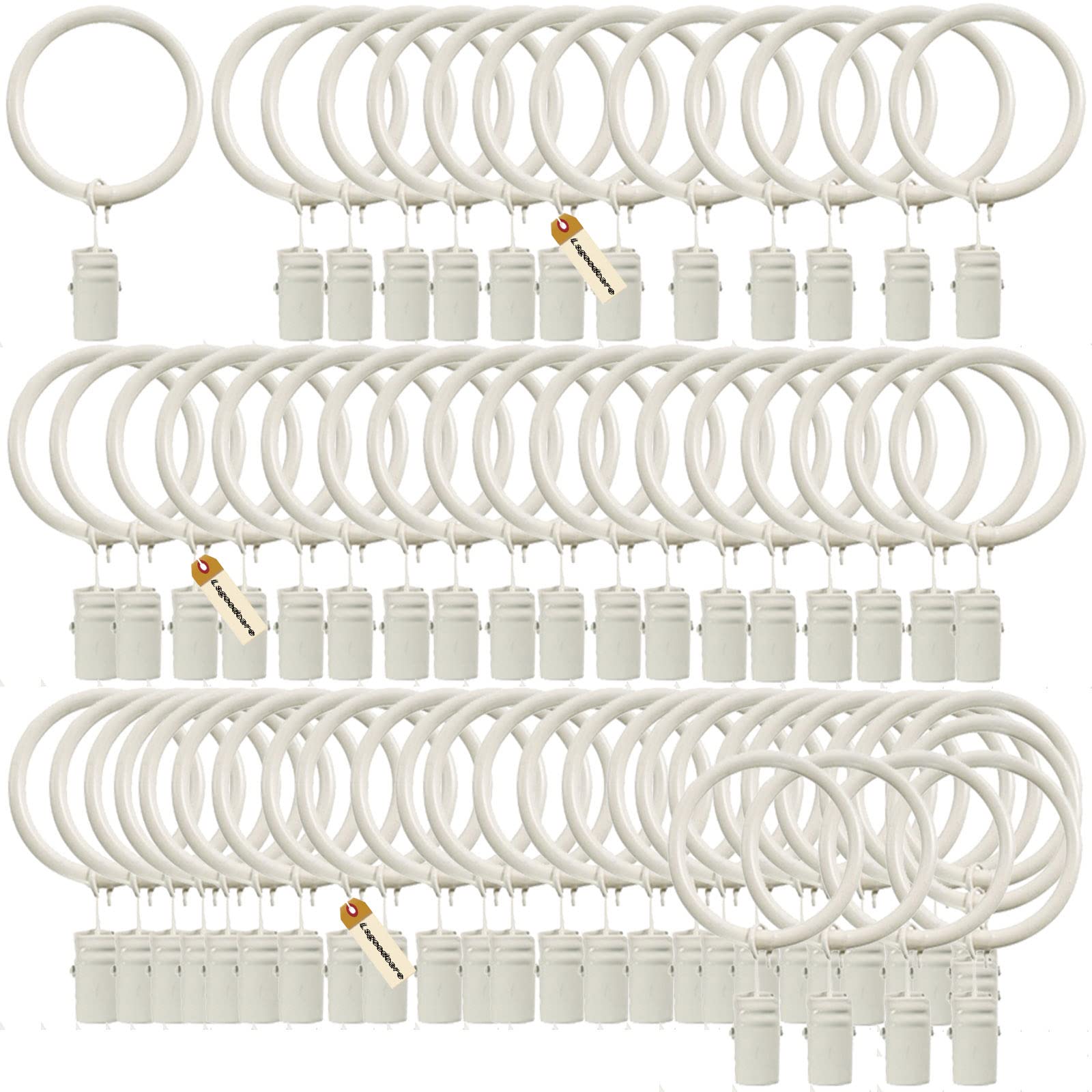 Lsgoodcare 60Pcs clip per tende con anelli bianchi 25MM, clip decorativa per tende in metallo resistente, anelli per tende da doccia all'ingrosso