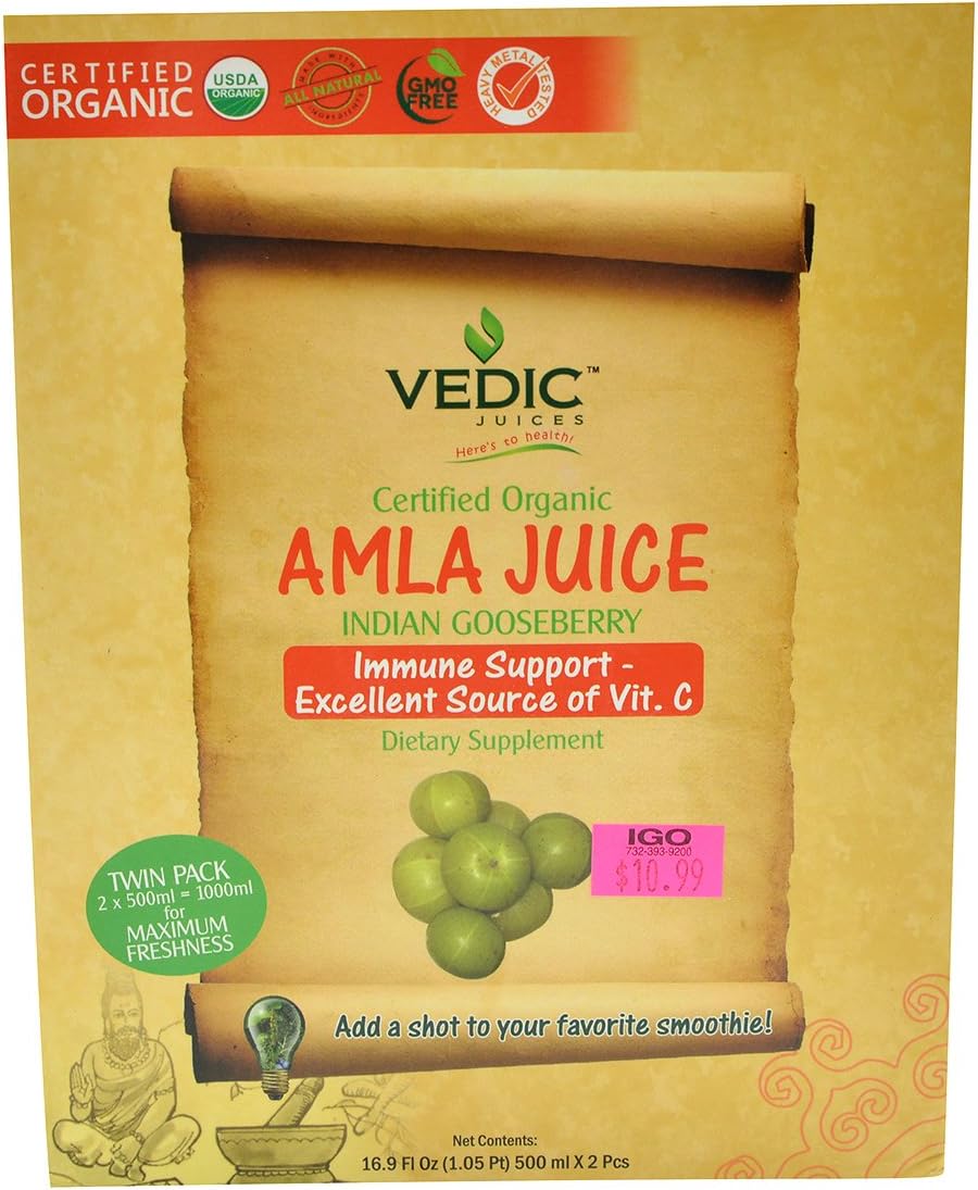 Vedic Juices, Amla Juice (Indian Gooseberry) Certified Organic, 500 Milliliter(mL)