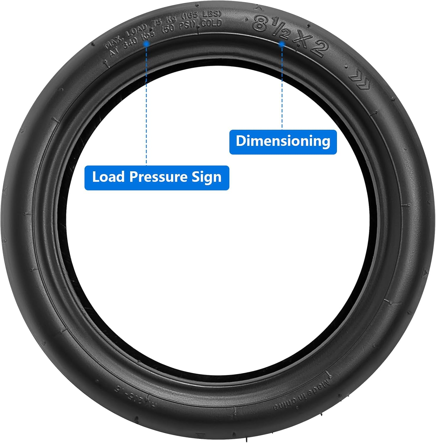 8.5x2.0 Inches Electric Scooter Tires and 50/75-6.1 Heavy Duty Inner Tubes TR4A Straight Valve Compatible with 8 1/2X2 8.5 x 2.0 Gotrax Gxl V2/Xiaomi M365 Electric Scooter Tire and Inner Tubes