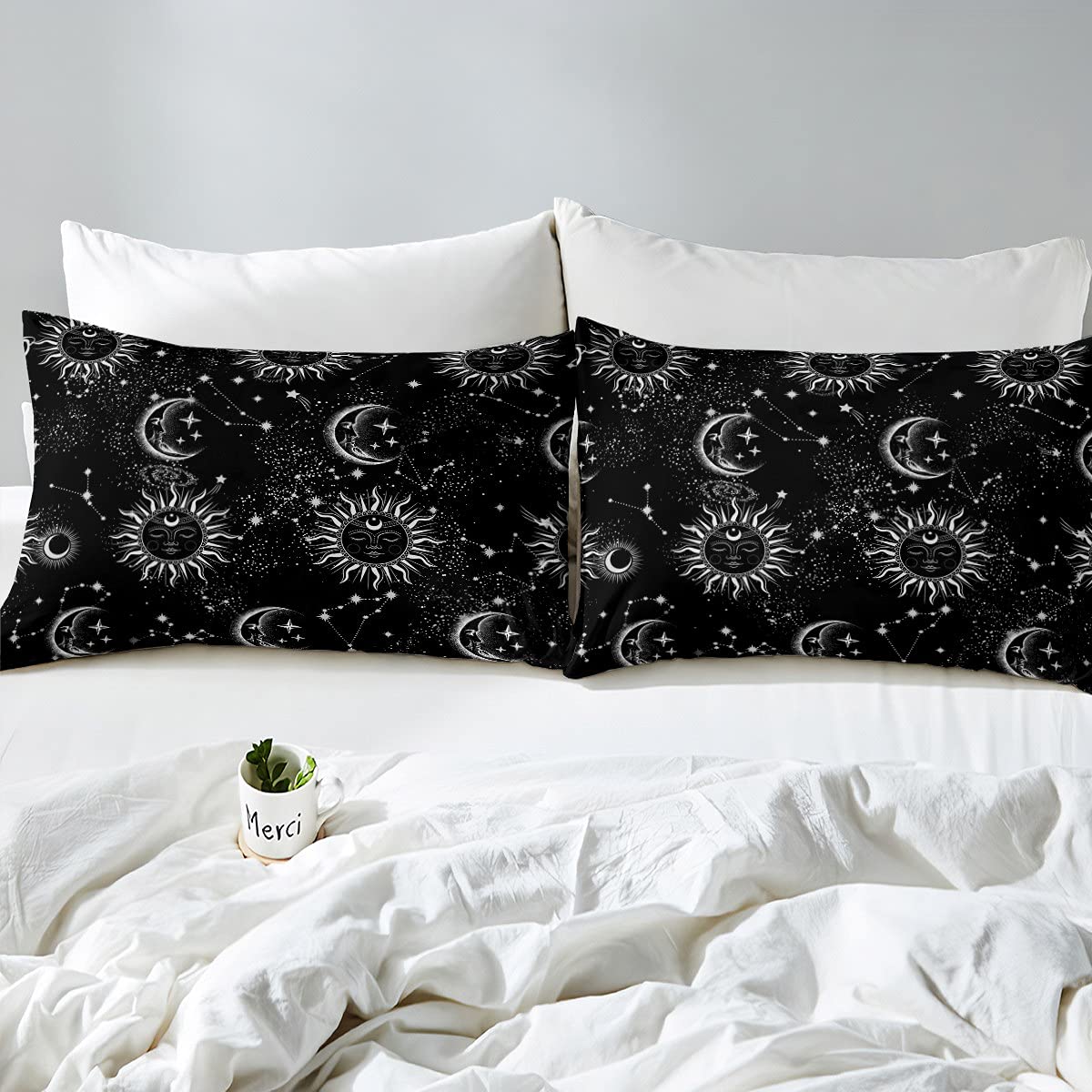 Set Biancheria da Letto Galassia Costellazione Stampa Universo Pianeta Copripiumino Decorativo Spazio Cielo Stellato Luna Sognare Morbido Trapunta per Adolescenti Bambino (Navy, 200_x_200_cm