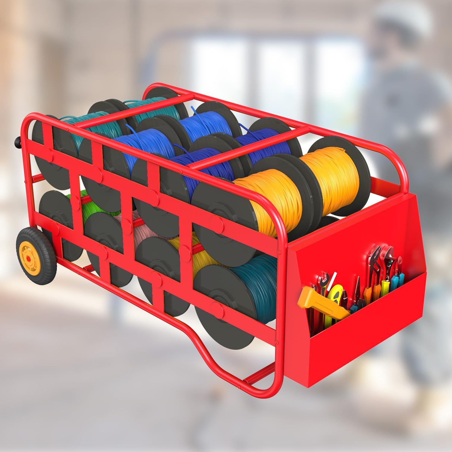 Wire Spool Rack,Cable Caddy,Portable Wire Holder for Efficient Cable Management,Multi-Spool Wire/Cable Dispenser for Electrical Industrial & Retail Use