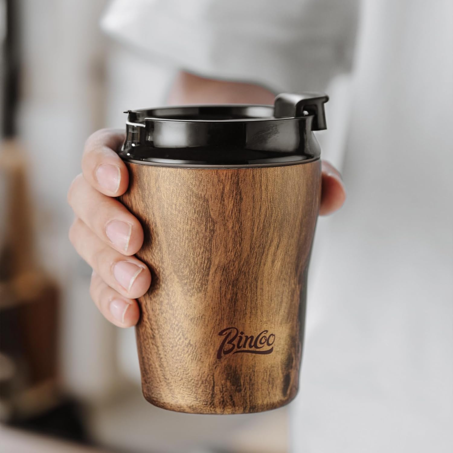 Bincoo Stainless Steel Ceramic Inner Coating Insulated Coffee Mug, Insulated Travel Coffee Cup with Lid, Spill Proof for Pure Tasting Coffee, Tea, and Hot Cocoa,8oz (8 oz) Thumbnail
