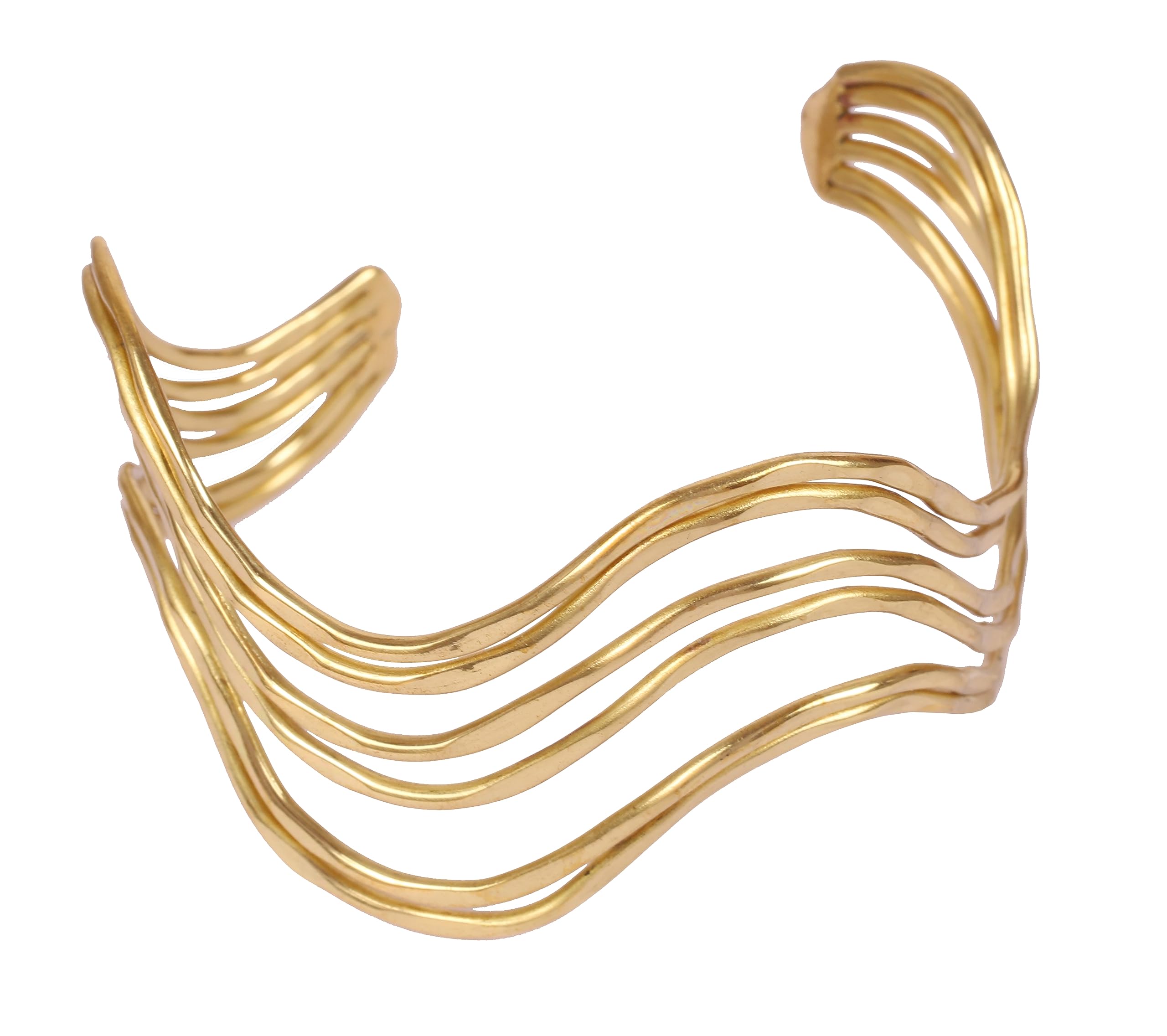 NEW! Indian Bollywood Handcrafted Hand Hammered Pretty Dramatic Look Fascinating Cuff Bracelet In Gold Tone For Women.