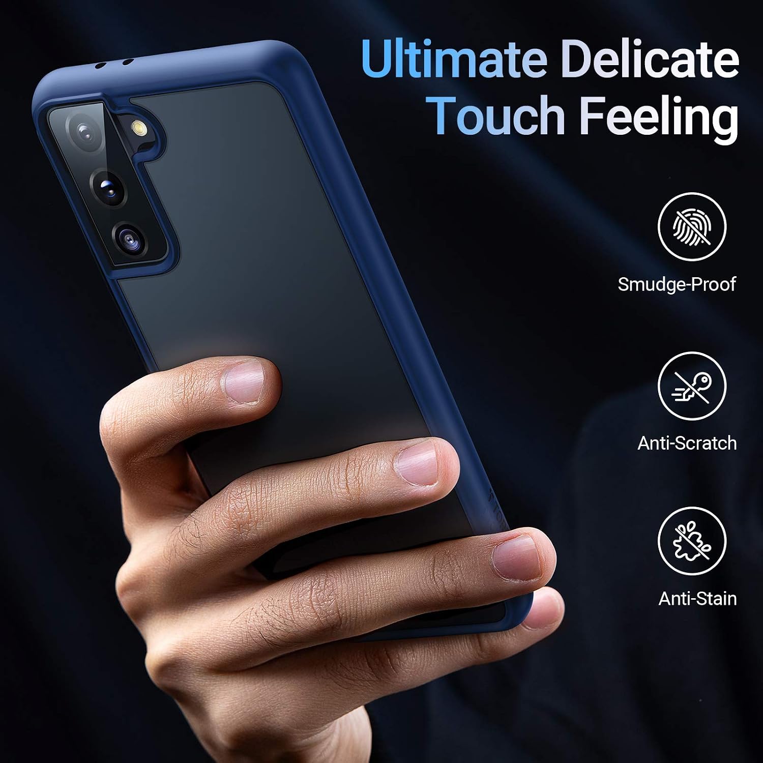 TORRAS Shockproof Designed for Samsung Galaxy S21+ Plus Case 6.7'' [6FT Military Drop Protection] [Semi-Clear] Matte Hard Back & Soft Edge Slim Galaxy S21+ Plus Case 5G Guardian Series, Navy Black