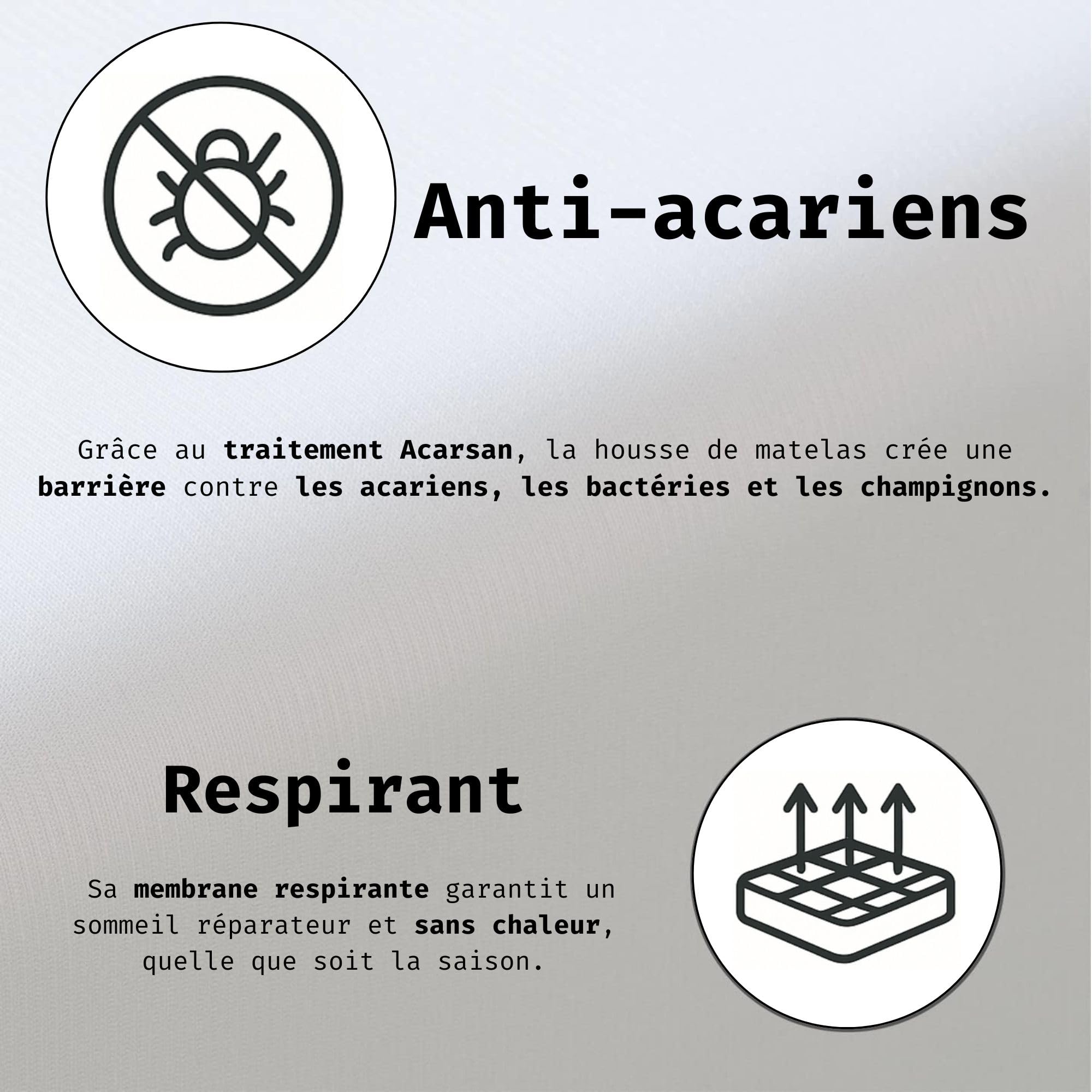 Tural Housse de Matelas 160x200cm Anti-acariens Respirant Certifié Oeko-TEX Alèse Imperméable Blanc