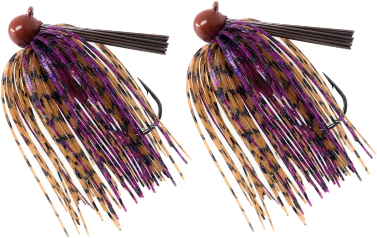 Reaction Tackle Tungsten Football Jig for Bass Fishing - Weedless Design with 97% Pure Tungsten Foot Ball Jig Head and Silicone Skirt - Also for Pike, Walleye and Muskie and More (2-Pack)