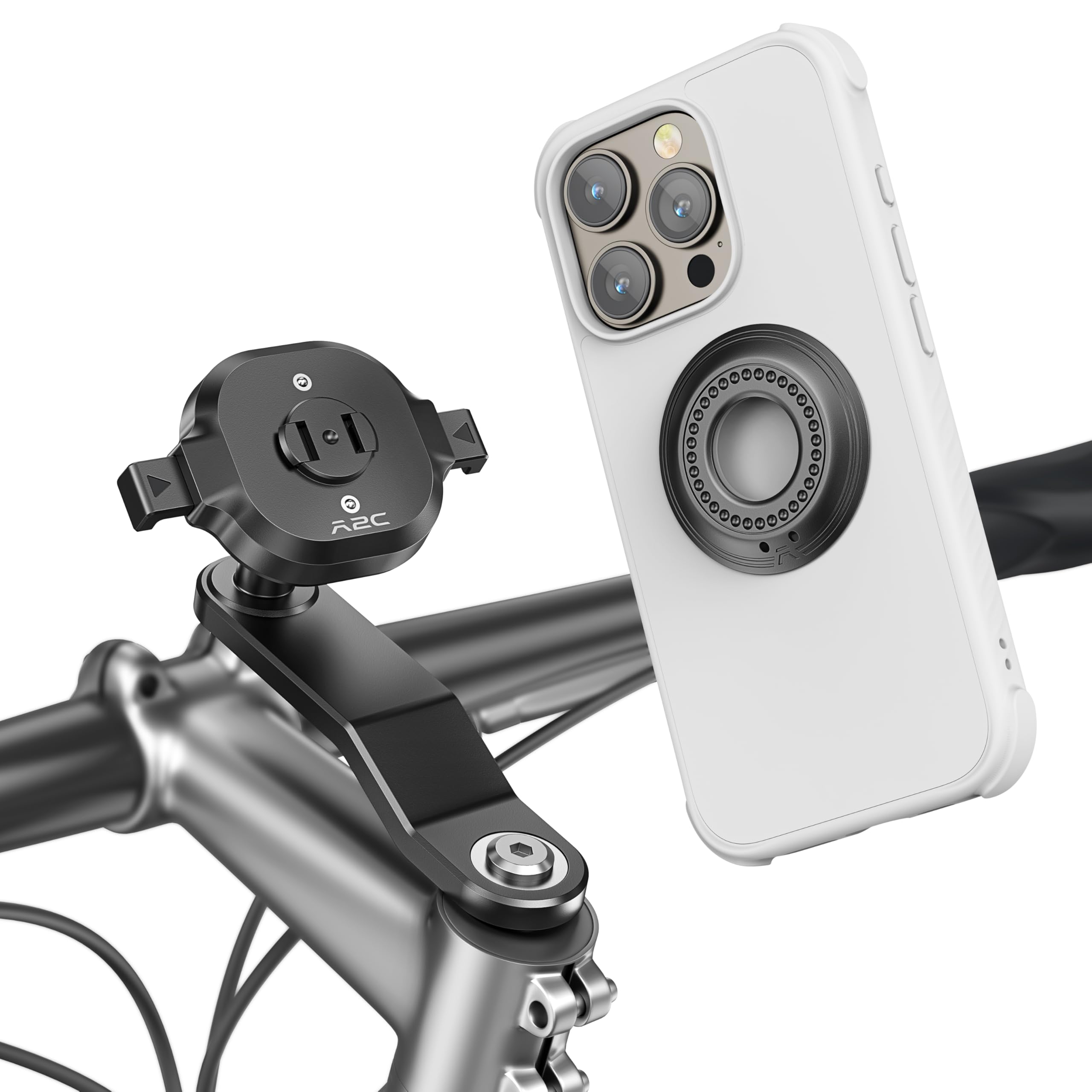 A2C Handyhalterung Fahrrad Steuersatz – 1s-Lock Aluminium Fahrrad Handyhalterung, 360° drehbare Handy Halterung für iPhone Samsung, 