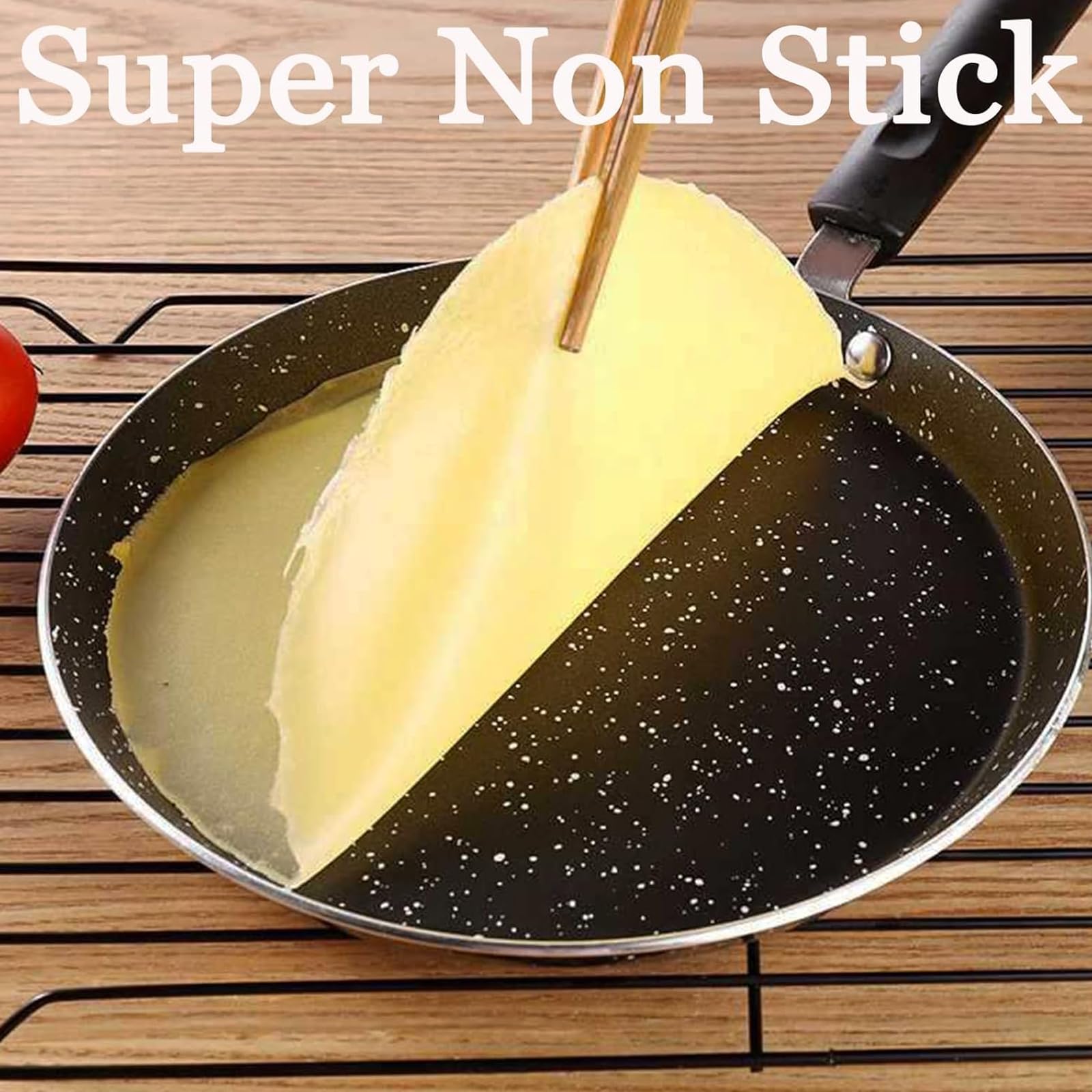 Juego de 3 sartenes antiadherentes con asa para panqueques, crepes y desayuno, sartén de aluminio, utensilios de cocina, hornear, sartén de desayuno