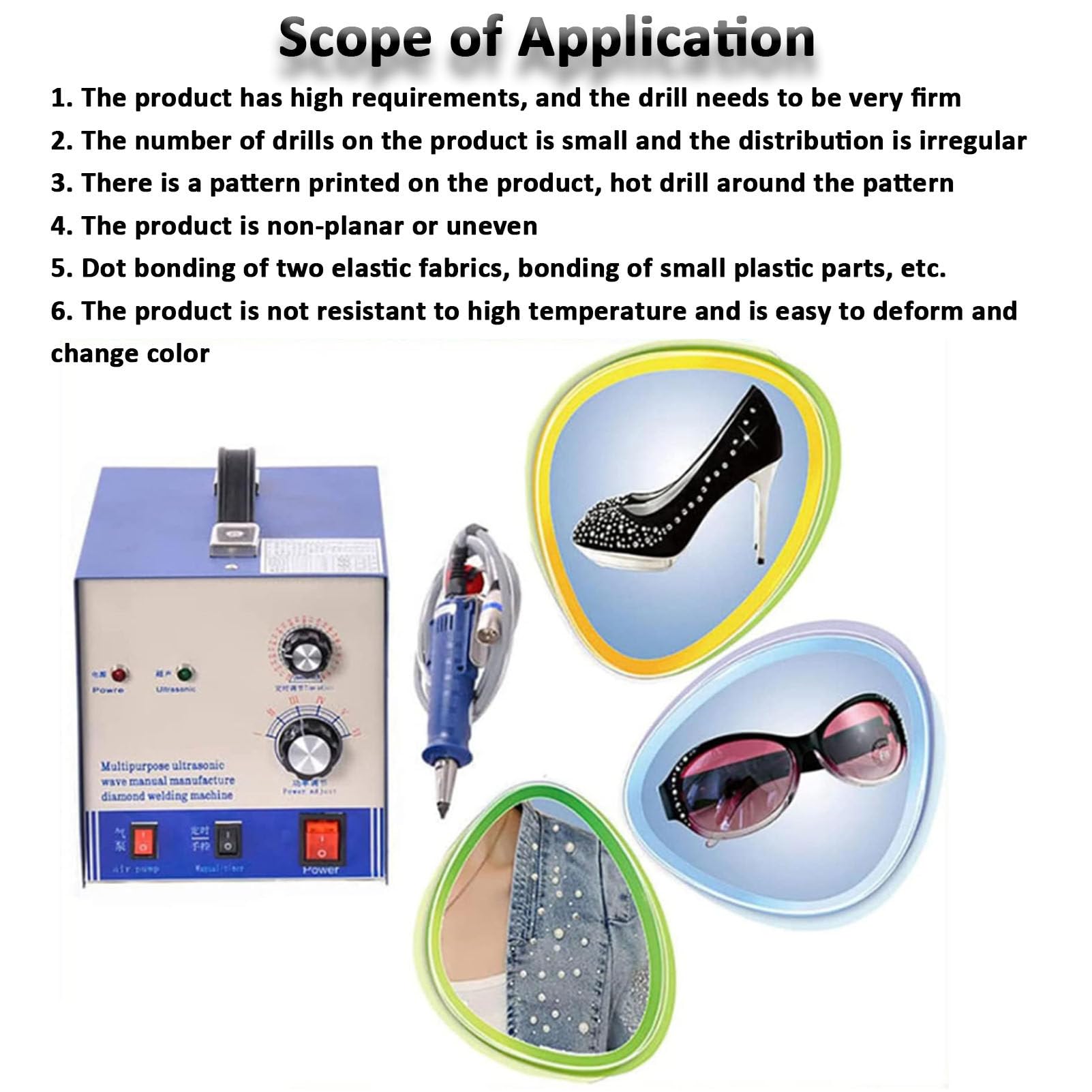 Machine à ultrasons pour strass, applicateur de strass Hotfix, pose de perles (80 pièces/min), pour vêtements, chaussures et décorations