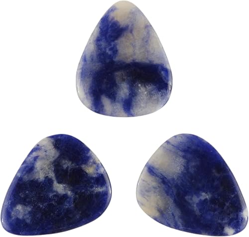 Púas de guitarra o bajo de sodalita peruana, calibre ultra pesado de 0.118 in, forma 351, piedras preciosas especiales hechas a mano, 3 unidades