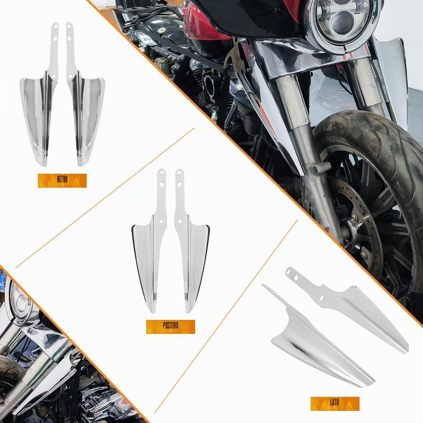 Deflettori d'aria per montaggio a forcella per moto, adatti per Harley Road King Street Glide Electra Glide FLHT FLHR FLHX 1995-2022, cromati
