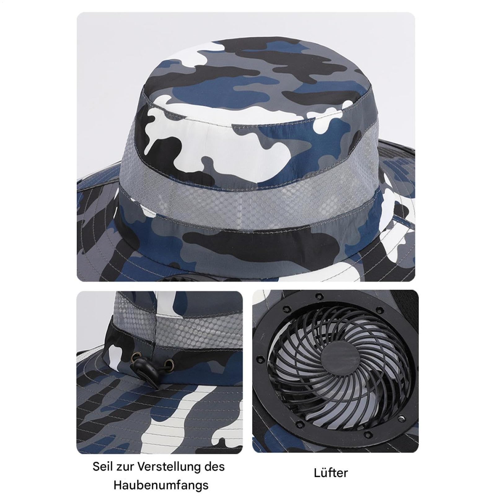 Gorro de ventilador con energía solar, construcción de nailon transpirable, ventiladores de refrigeración extraíbles, sombreros de pesca, gorro de refrigeración para exteriores, con capa de cuello