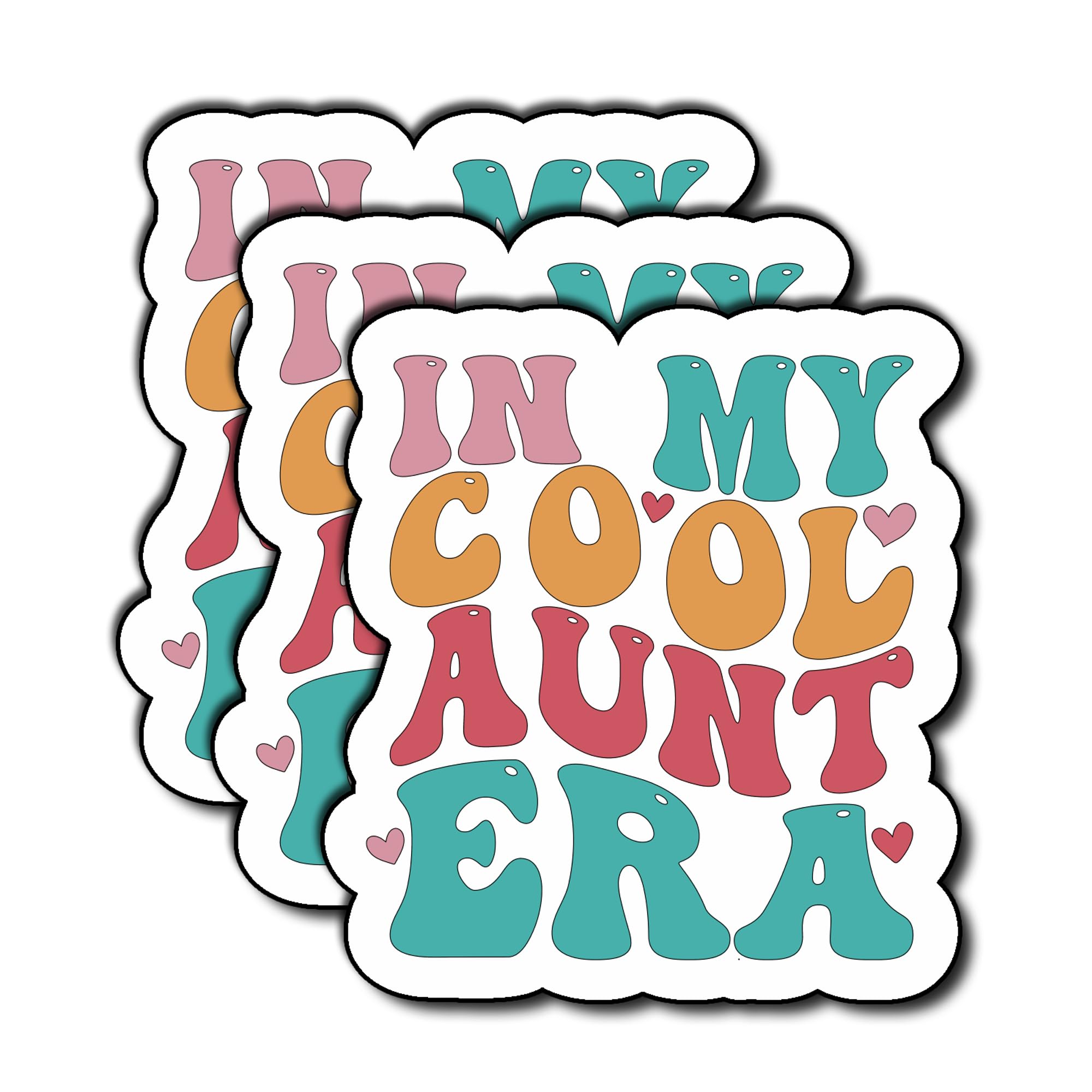(3Pcs) In My Cool Aunt Era Sticker, Gifts for Aunt Sister Sticker Decorate Books, Laptops, Water Bottles, Kindles Stickers, Waterproof Vinyl Stickers with Vintage Retro Groovy Design Size 3"x2.5" Inch