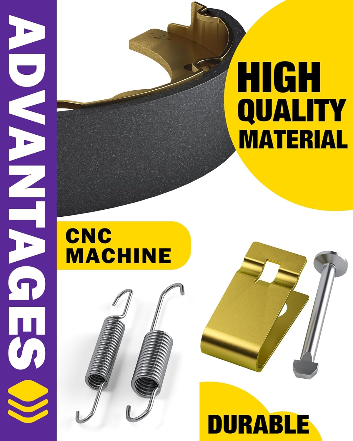 Club Car Brake Shoes Kits for DS 1995-2026& Precedent 2004-2026, Golf Cart Brake Pads fit EZGO Gas 1986-1996& Electric 1986-1995,Brake Disc and Spring Kit for Yamaha Gas&Electric Model Before 1994