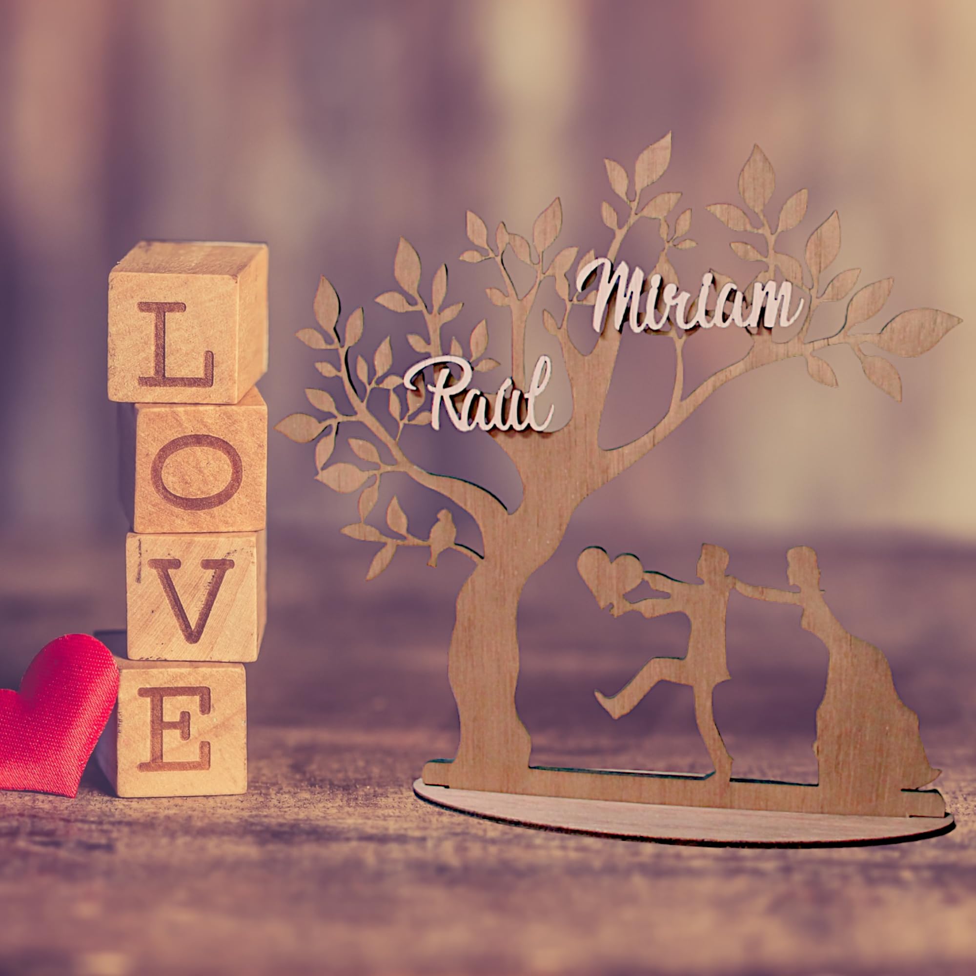 Arbol de la Vida Personalizado - Obra Artesanal de Madera con Nombres y Apellidos de la Familia - Adornos Pared Salon - Arbol Genealógico Decorar tu Hogar - Regalo Ideal.