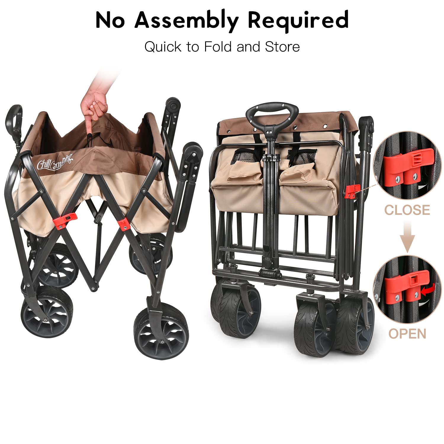 Collapsible Wagon, Wagons Carts Heavy Duty Foldable, Folding Wagon Cart