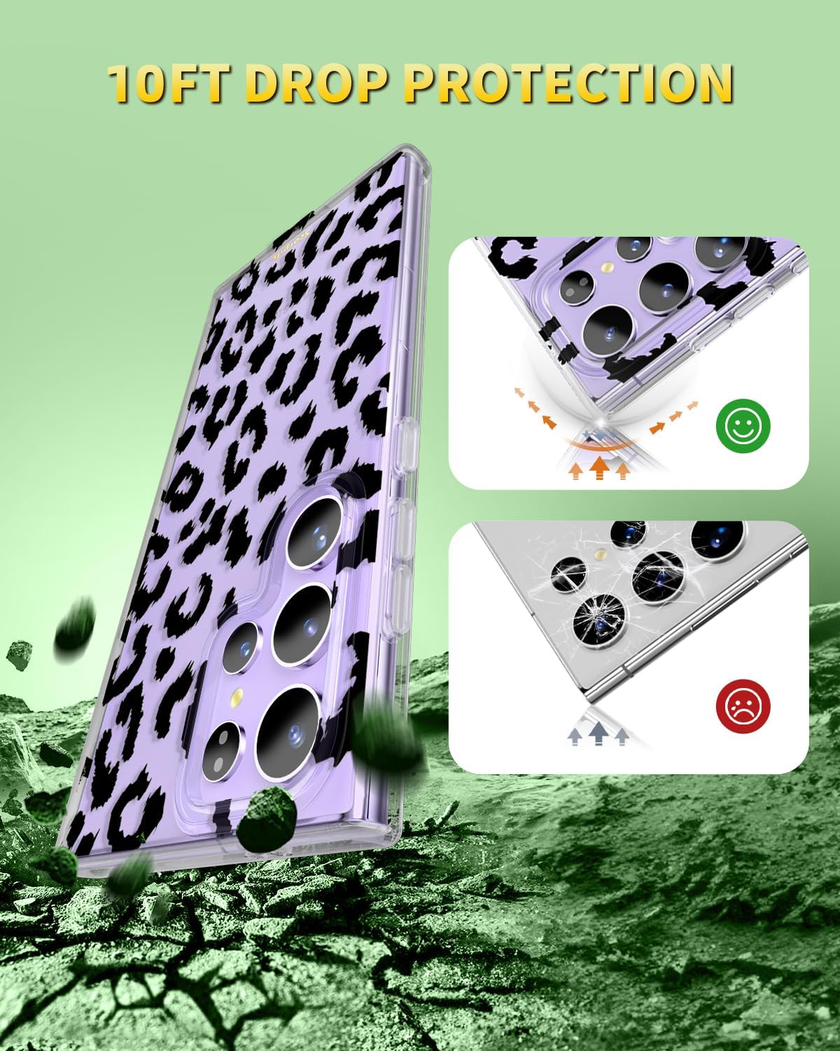 SCORPIFY Compatible with Samsung Galaxy S22 Ultra Case for Black Clear Leopard Cheetah Design, Cute Clear Phone Cover for Women Girls, [Non Yellowing] Slim Shockproof Bumper with Stylish Pattern