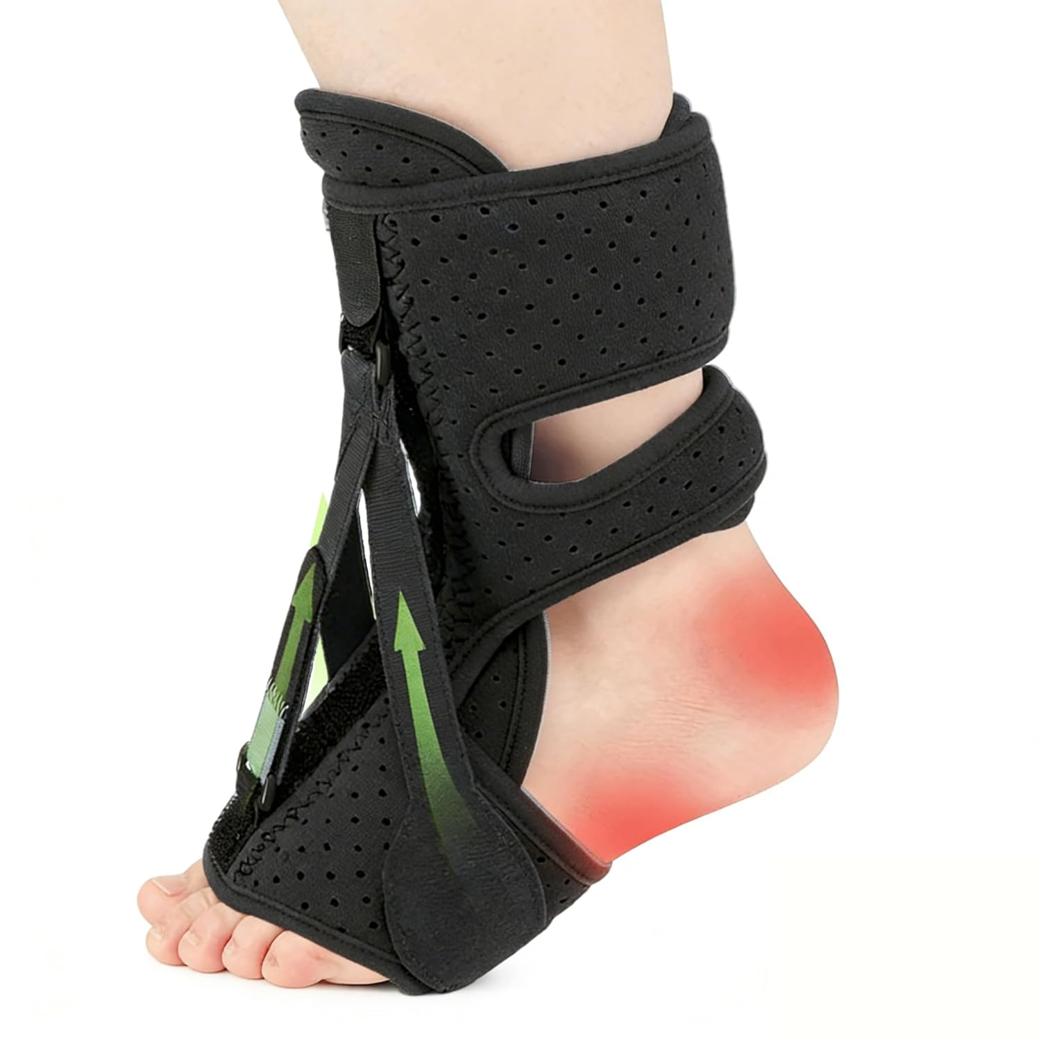 Plantar Fasciitis Night Splint for Women & Men, Adjustable 3-Point Support Foot Brace for Foot Drop, Achilles Tendonitis & Heel Pain Relief (Black)