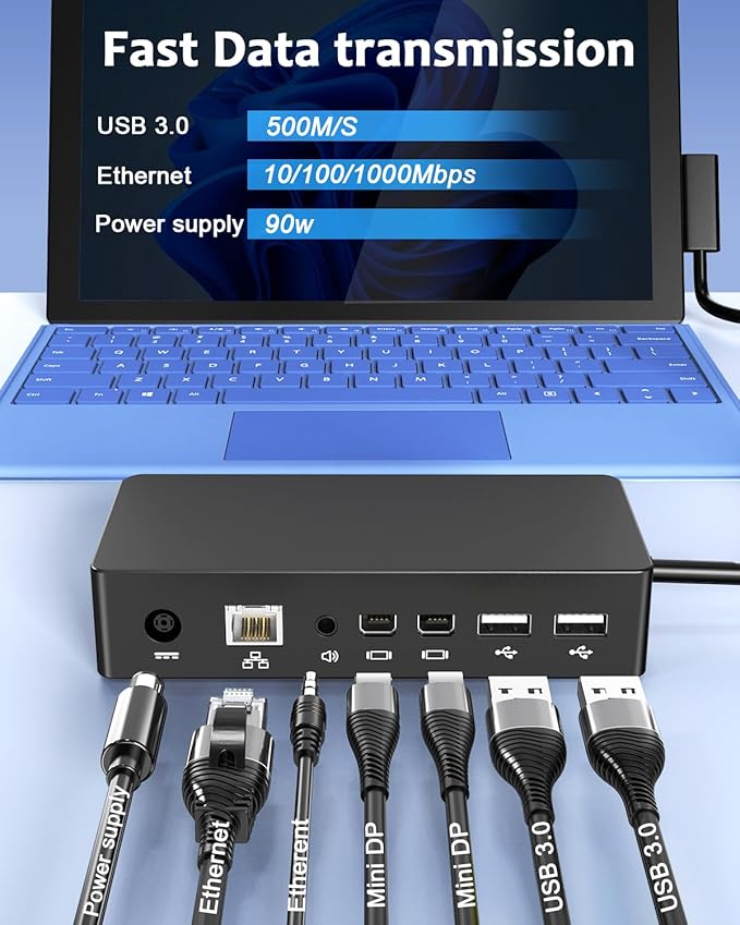 Docking Station Surface Pro con Adaptador 90W, Ethernet, Mini DP, USB 3.0 miniatura 5