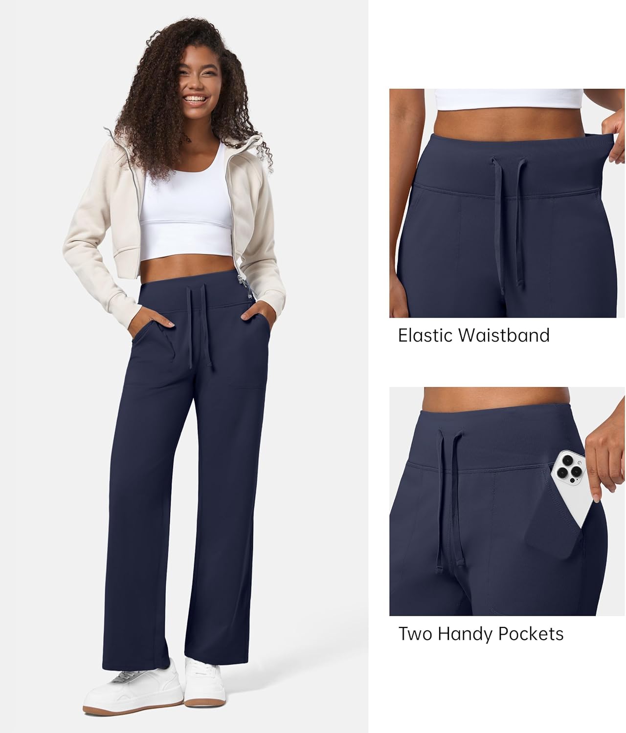 Willit Women's Fleece Lined Pants Wide Leg Thermal Yoga Winter Pants with Pockets High Waist Comyf Casual Lounge Pants - Image 5