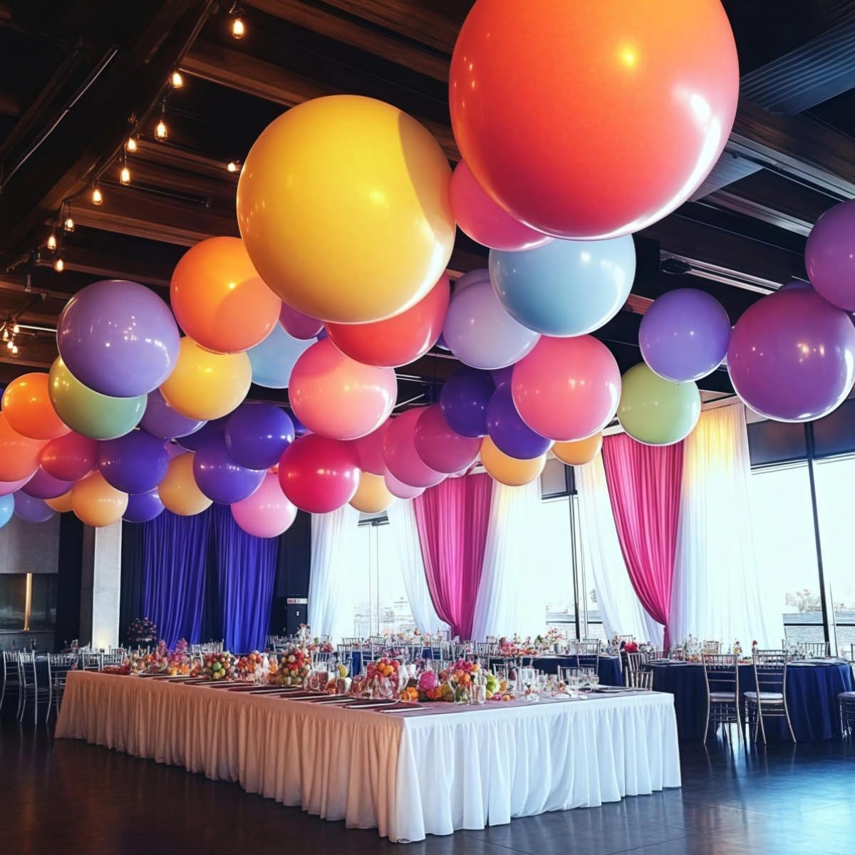 50 Pcs Giant Balloons Kit 18 24 36 Inch Mixed Size Latex pool Balloon, With 10 Colors - Party Decoration Supplies for Birthdays, Weddings, Events
