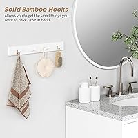 Vista 5 de Forbena White Coat Hooks Wall Mount for Hanging 4 Pack, 16 Inch Wood Entryway Coat Rack Wall Mounted Heavy Duty, Modern Large Wall Hooks for Hats