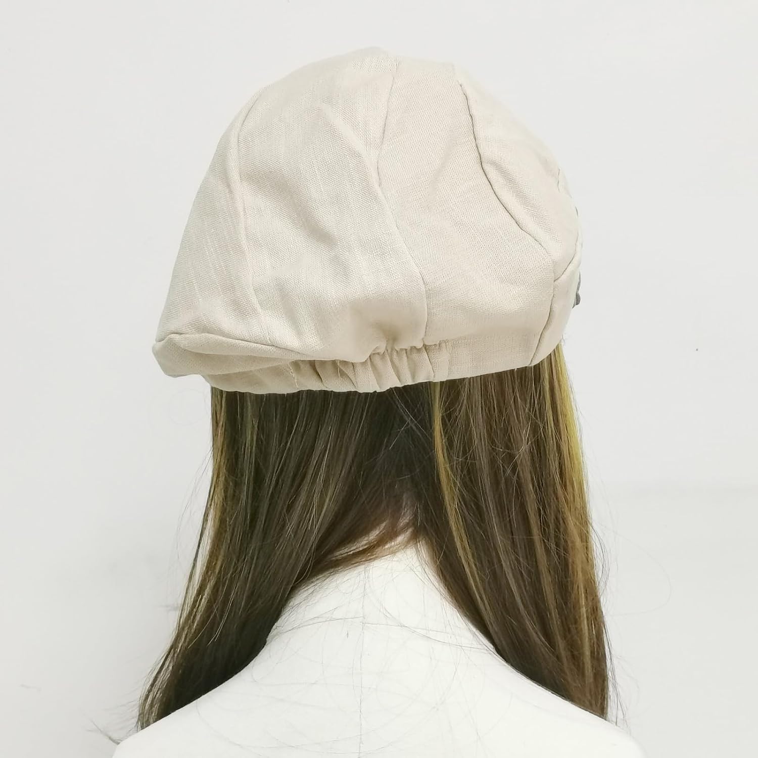 Women's Linen Newsboy Cap, Breathable Summer Beret Hat French Artist Painter Beret Beige