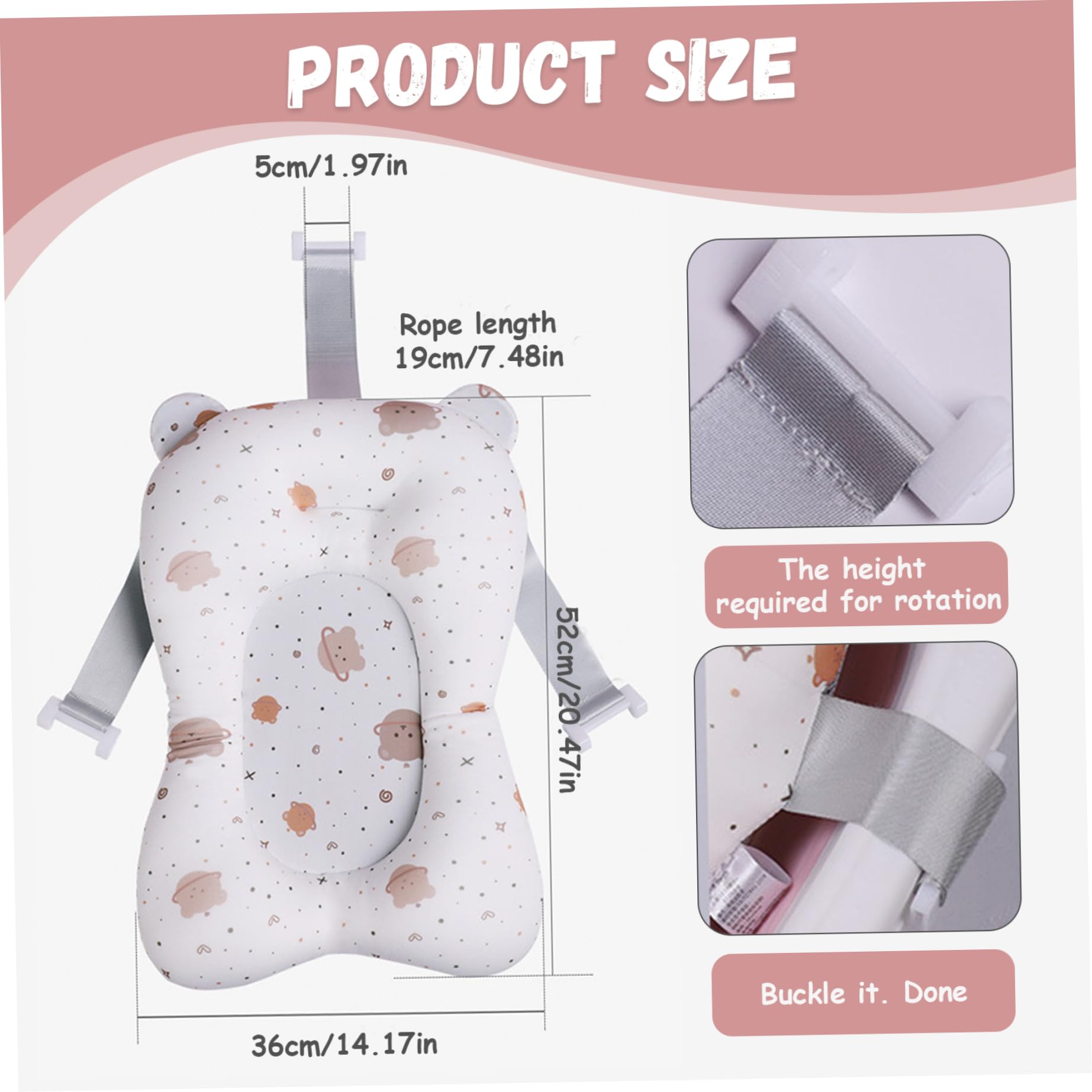 Supporto per bagnetto per bambini Morbido e confortevole Cuscino per vasca da bagno per bambini Antiscivolo Regolabile Vasca da bagno per neonati Cuscino facile da pulire per neonati Forniture per i