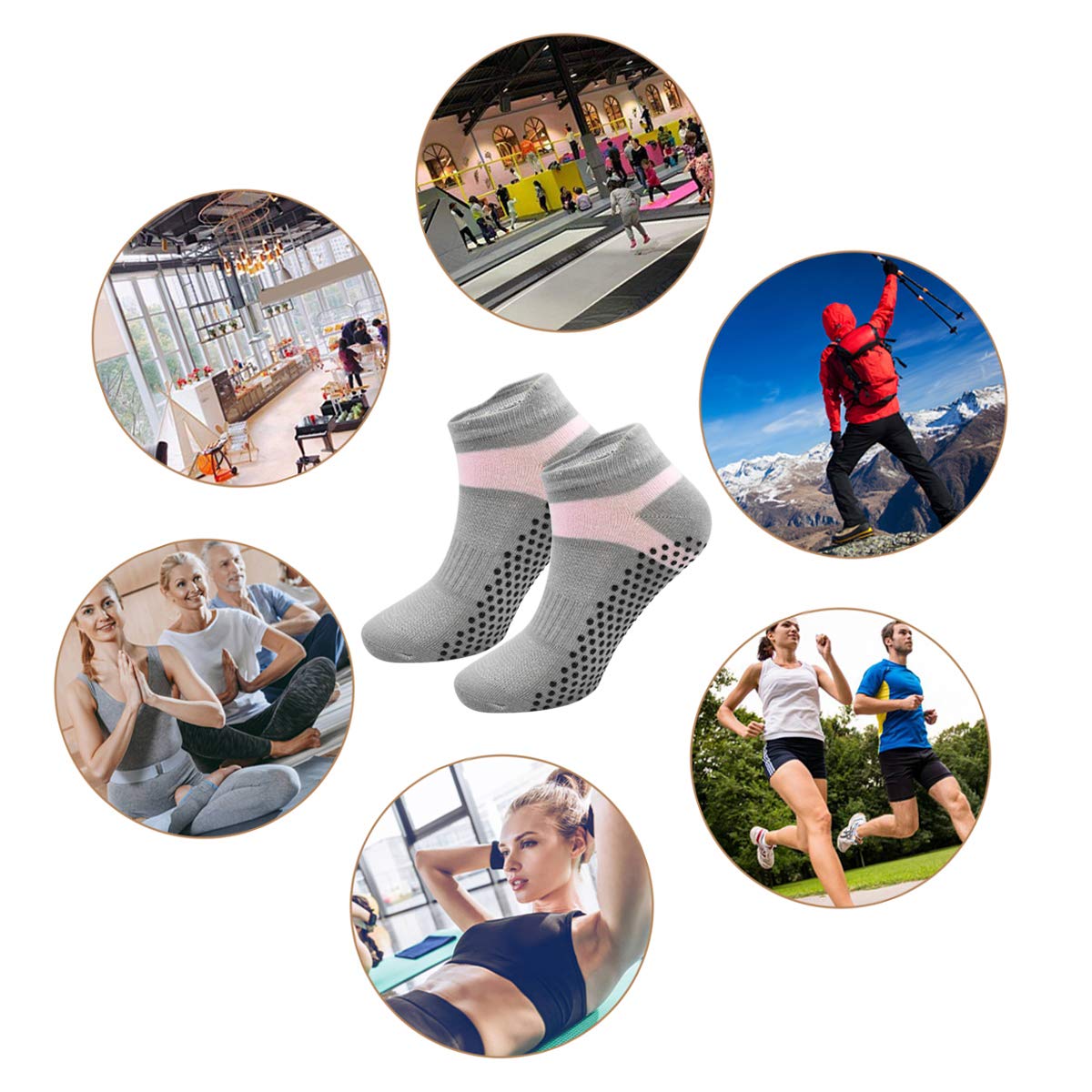 Chaussettes De Yoga Antidérapantes 4 Paires - Confortables Et Respirantes Pour Pilates Et Fitness