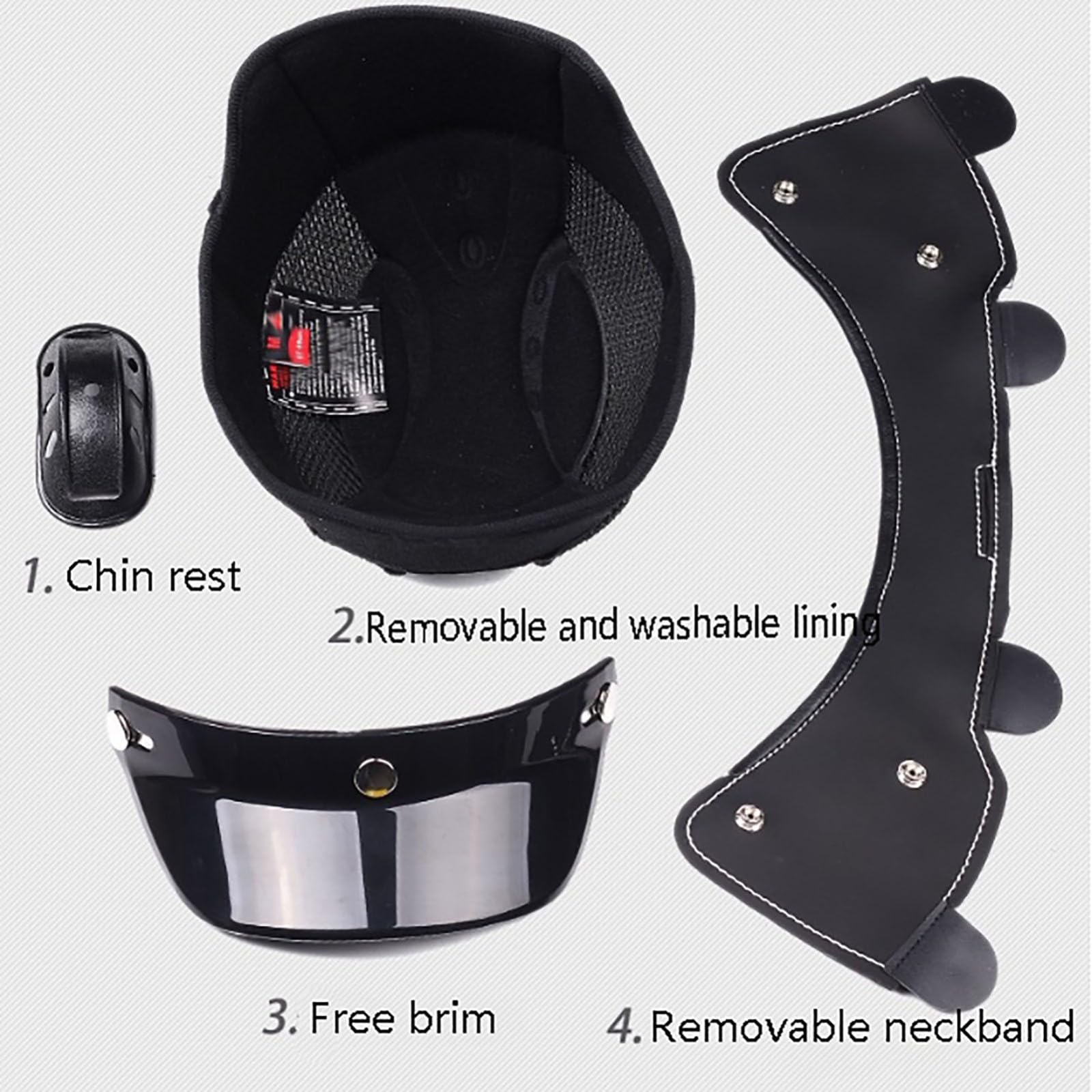 Kask motocyklowy z wizjerem, niemiecki kask retro, Unisex. Ece certyfikowany półkask dla dorosłych