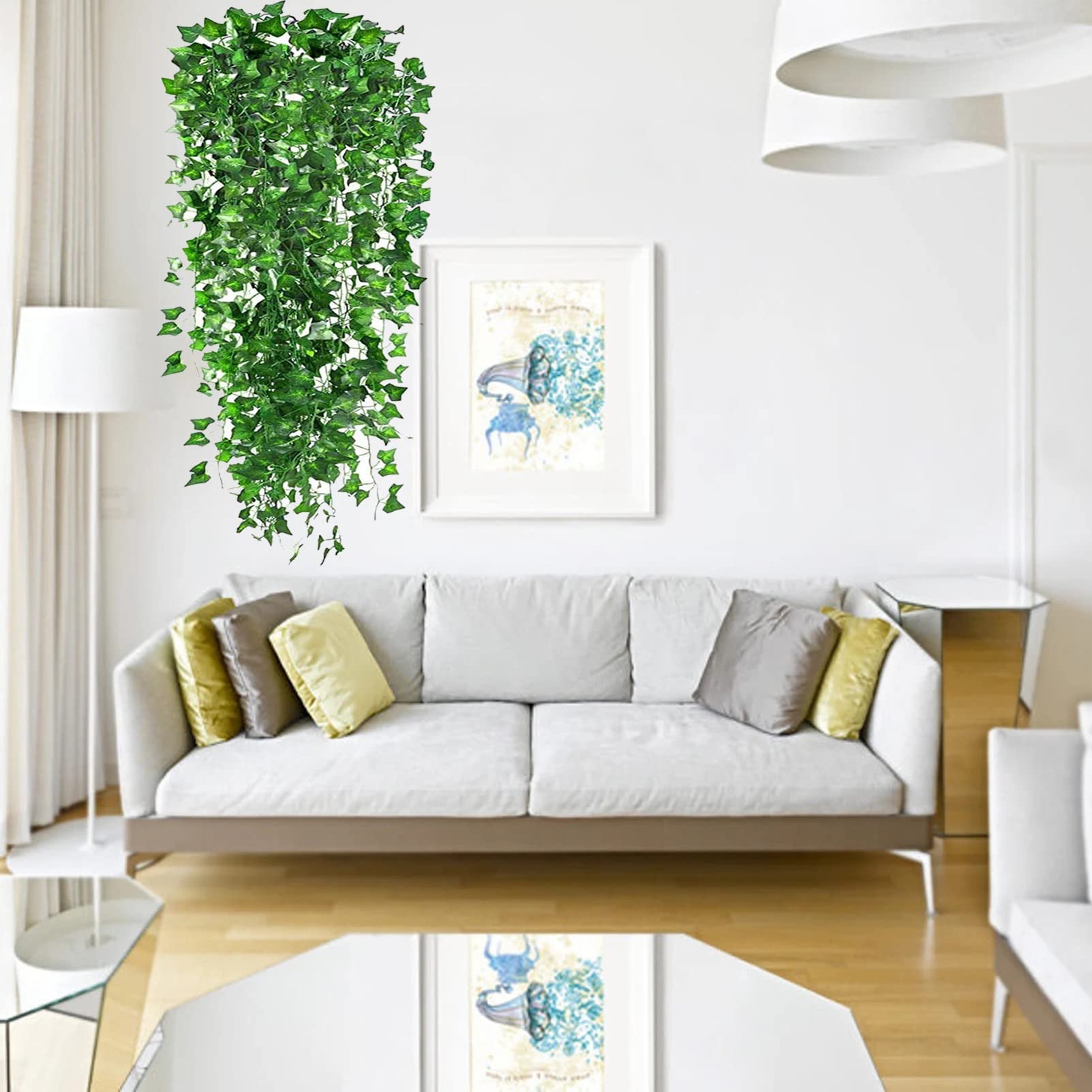 Hiedra Artificial 36 Pack, Enredadera Artificial Vines Guirnalda Plantas Artificiales Hojas En Tiras Pared DecoracióN Plantas Falsas para Pared Ventana Terraza Interior Exterior