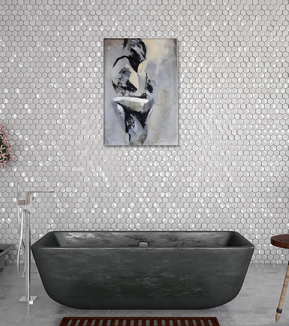 Novatique Sexy Wall Art Abstract Wall Art Couple Picture Painting Canvas Print Black and White Sexy Art Posters Ready to Hang for Bathroom Living Room,24 x 36inch