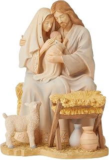 Enesco Foundations Lamb of God Holy Family Figurine, Multicolor, 9 x 6.5